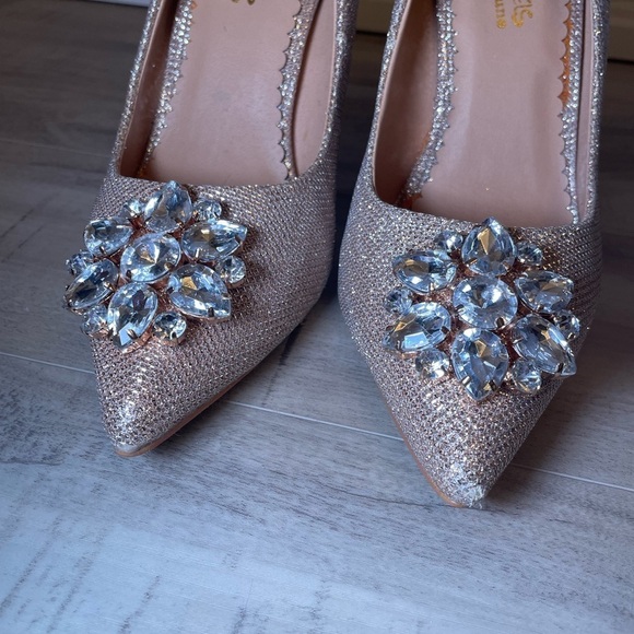 Headover Heals by Dune - Golden Sparkle High Heels - Wedding Shoes - Picture 2 of 10